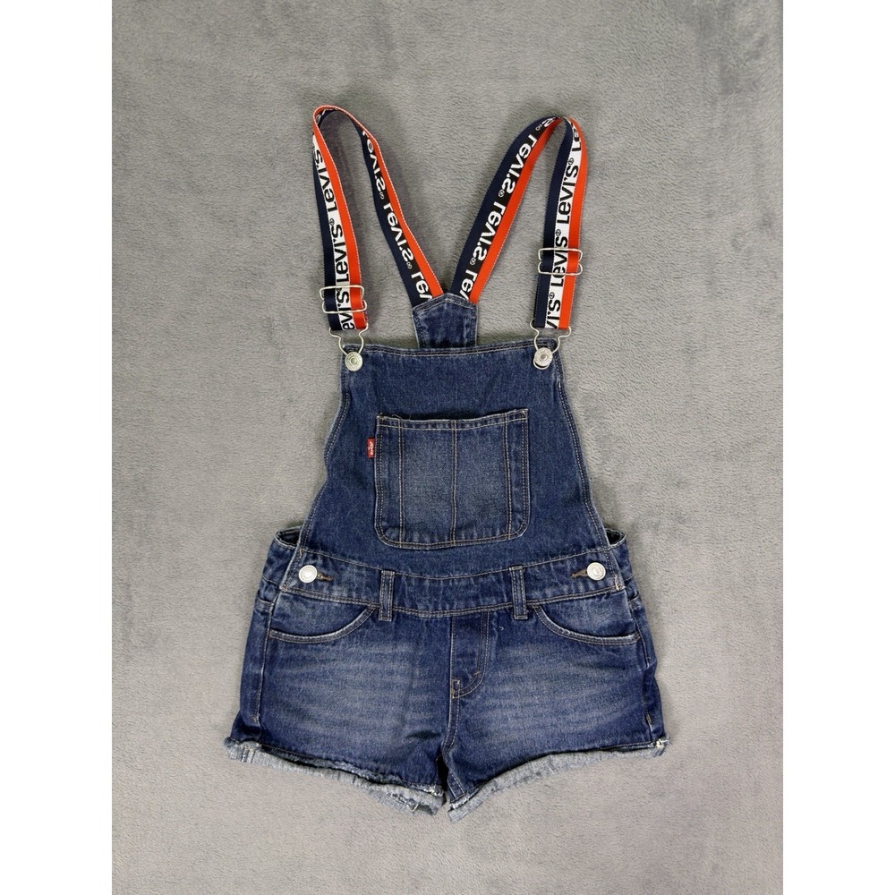 Levis Denim Overalls Girls Youth 10 Blue Denim Shortall Levis Straps Medium Wash
